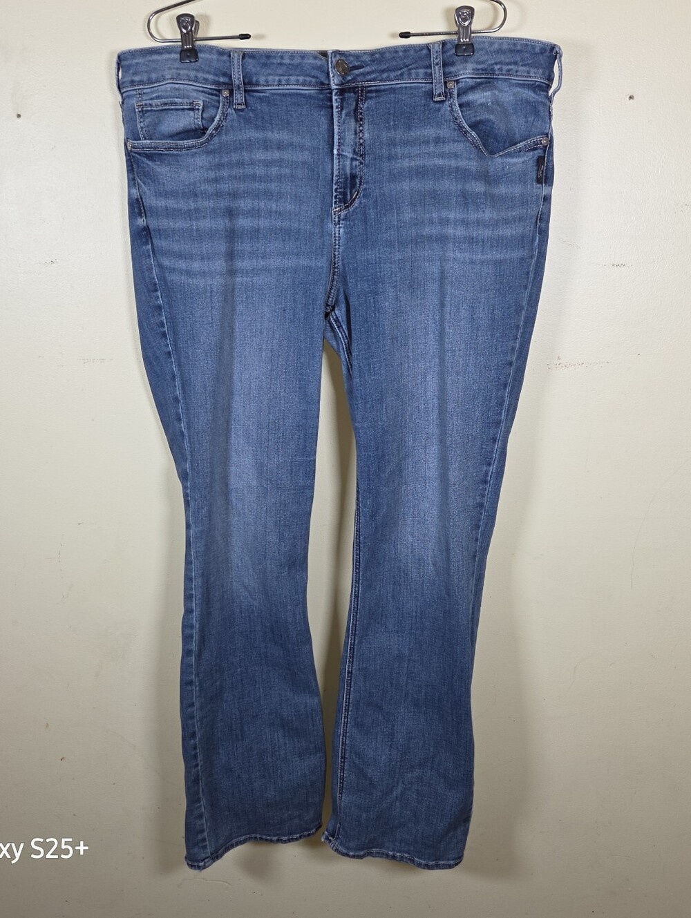 Silver Jeans Embroidered Stretch Straight Leg High Rise Size 20 X 30